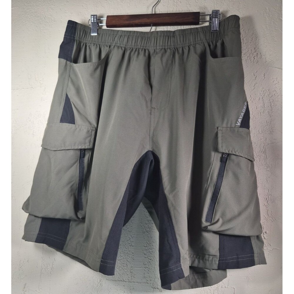 Vayager Padded Mountain Biking Shorts Mens XL Olive Green Trail Cycling Cargo
